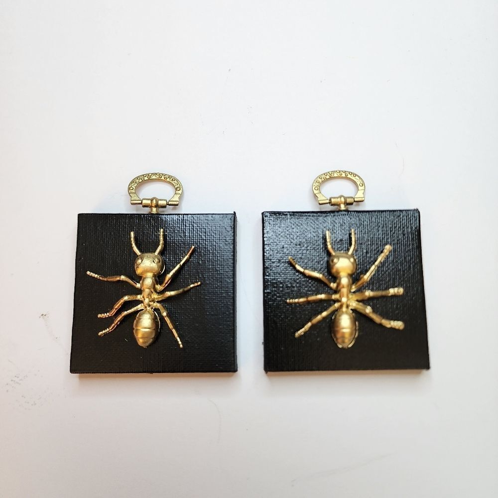 Handmade by Me Gold And Black Ant Art Set Of. Two